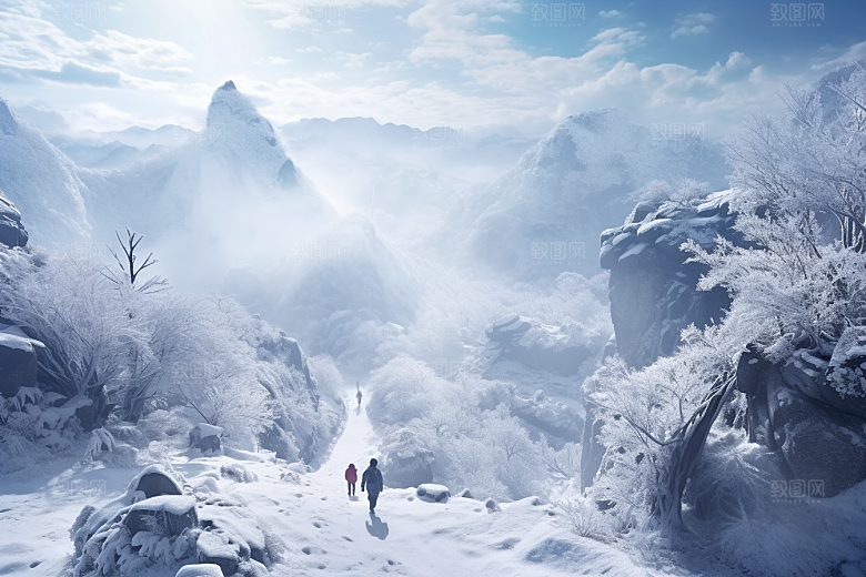 东北雪乡雪景北方素材