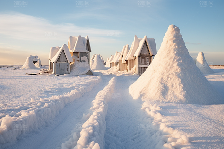 东北雪乡景区雪景素材