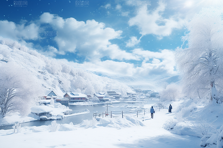东北雪乡风光高清素材
