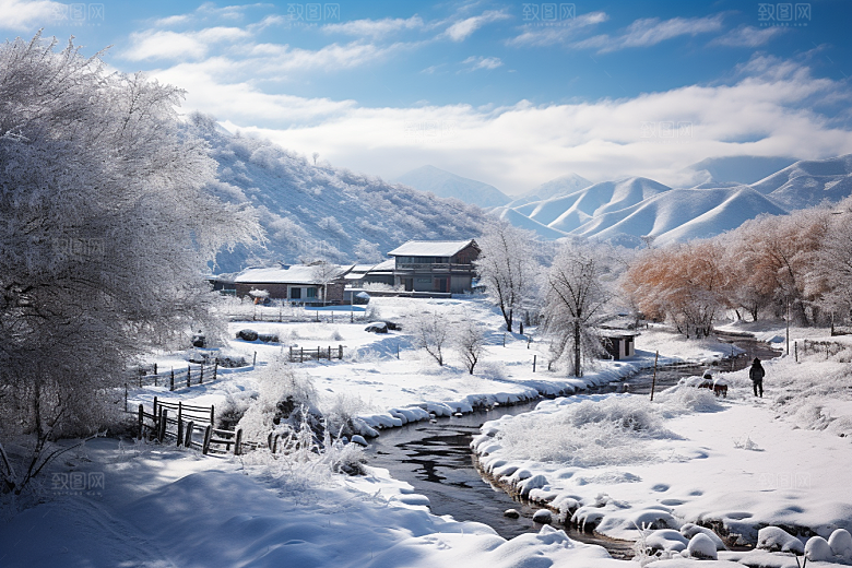 东北雪乡风光高清素材