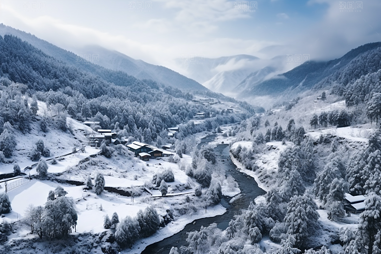 东北雪乡风光哈尔滨素材