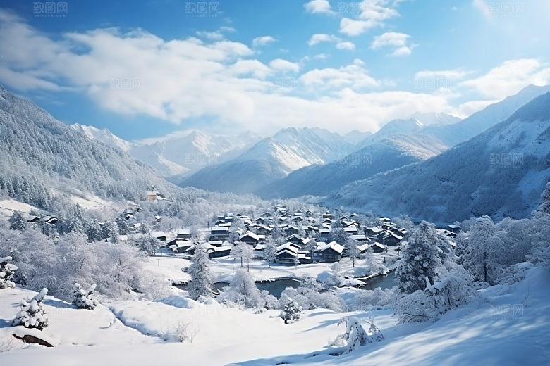 东北雪乡高清哈尔滨素材