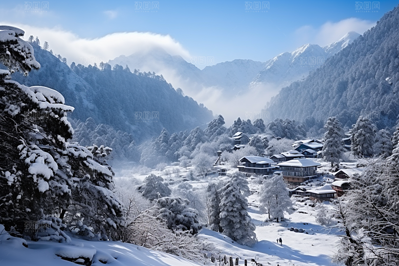 东北雪乡风光大雪素材