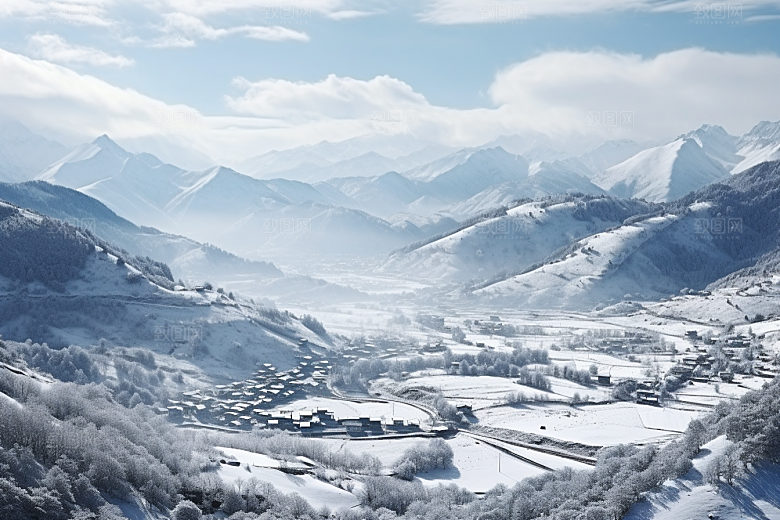 东北雪乡雪景哈尔滨素材