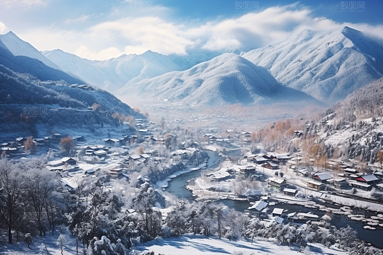 东北雪乡雪景哈尔滨素材