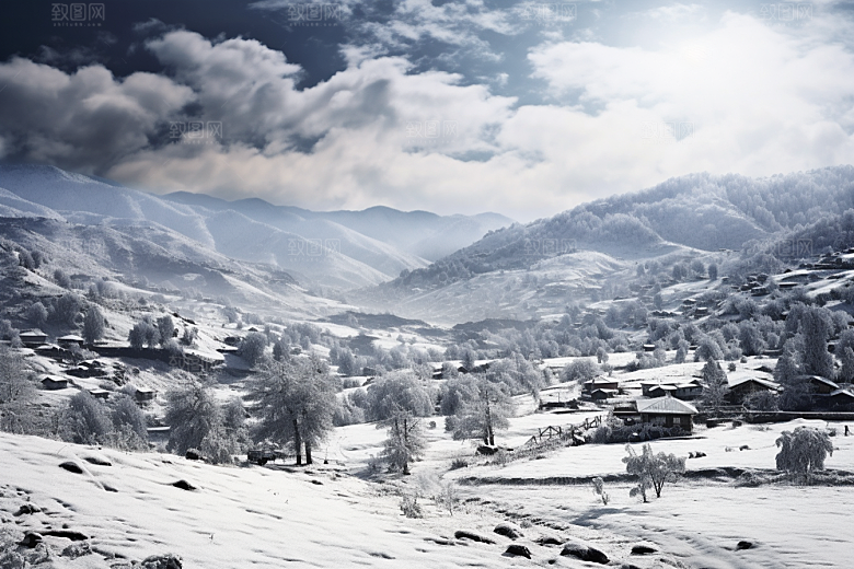东北雪乡风光景区素材