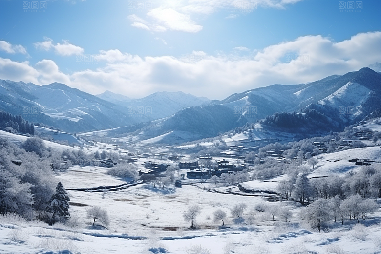 东北雪乡风光景区素材