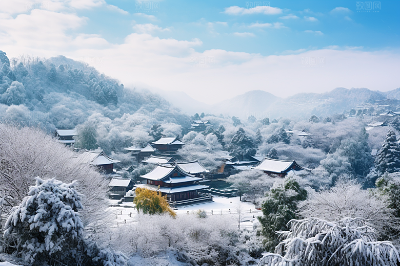 东北雪乡风光大雪素材