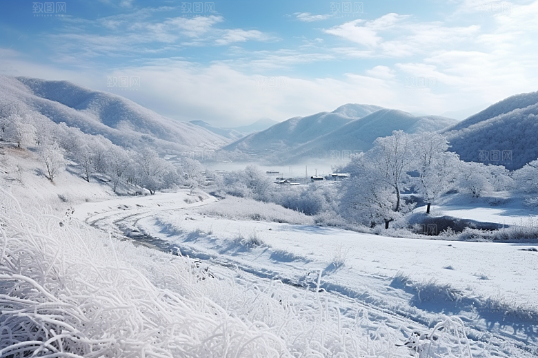 东北雪乡雪景大雪素材
