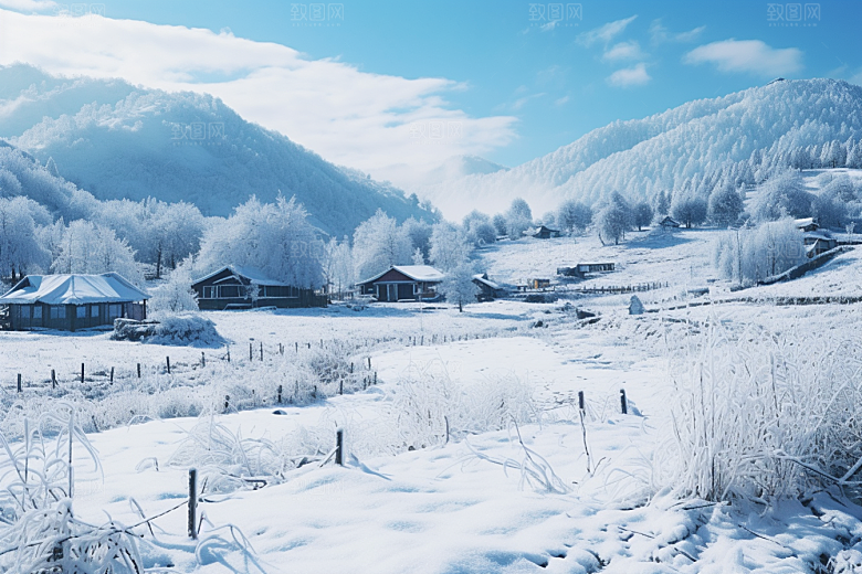 东北雪乡雪景大雪素材
