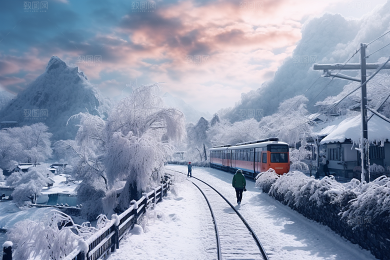 东北雪乡哈尔滨大雪素材