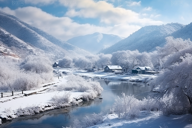 东北雪乡雪景北方素材