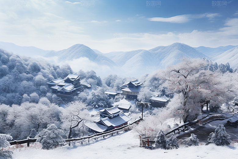 东北雪乡景区大雪素材