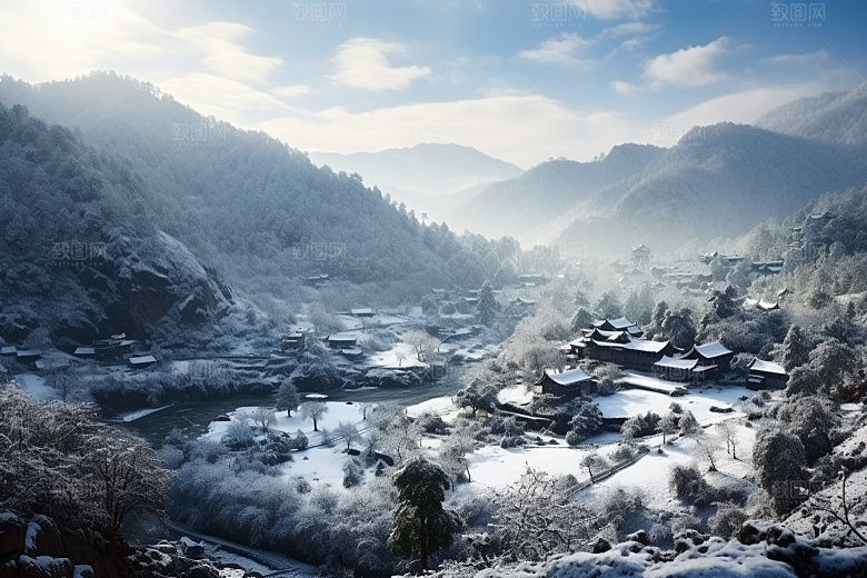 东北雪乡雪景北方素材