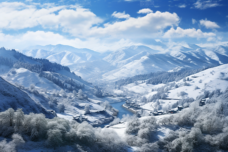 东北雪乡雪景北方素材