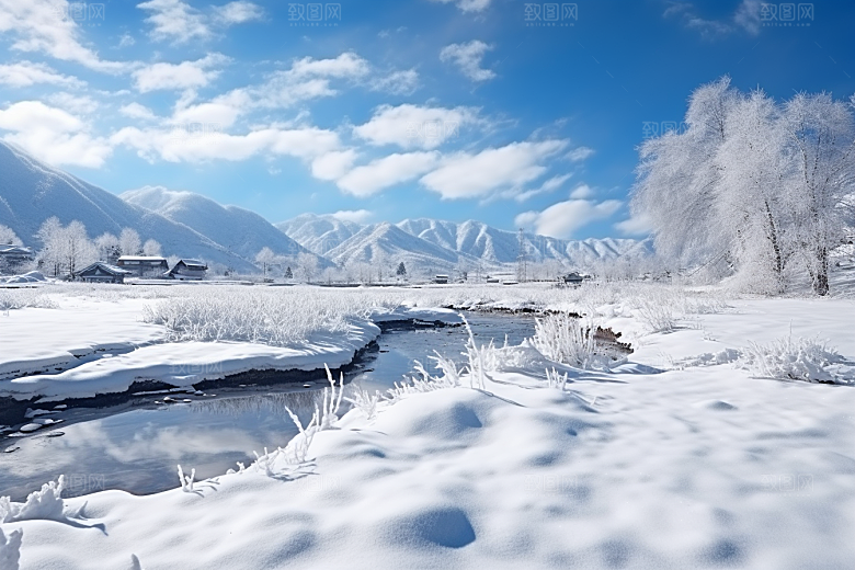 东北雪乡景区高清素材