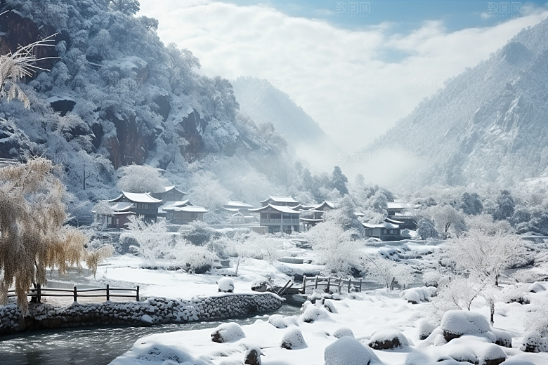东北雪乡大雪风光素材