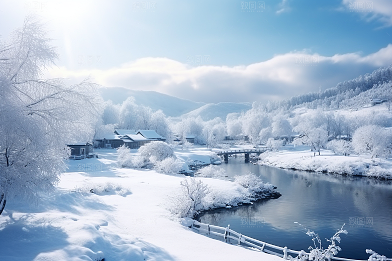 东北雪乡风光哈尔滨素材