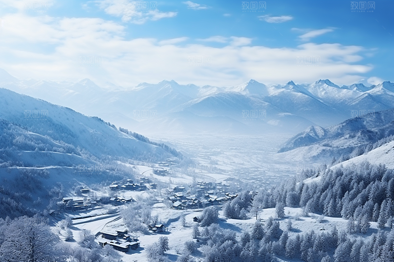 东北雪乡风光景区素材