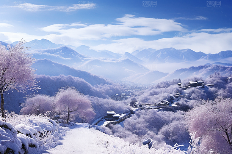 东北雪乡大雪雪景素材