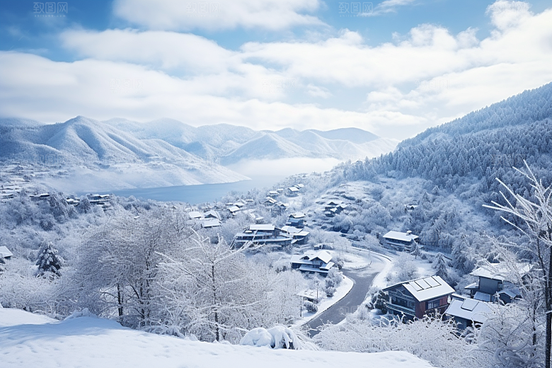 东北雪乡景区高清素材