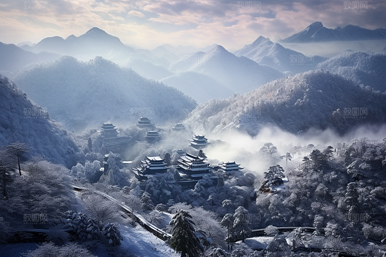 东北雪乡大雪景区素材
