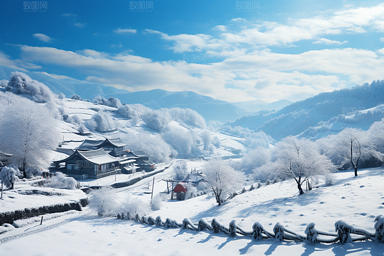 东北雪乡风光景区素材