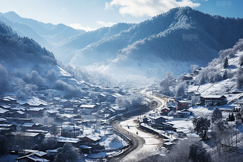 东北雪乡雪景旅游素材