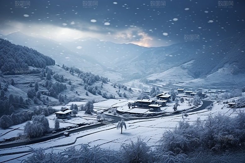 东北雪乡风光景区素材
