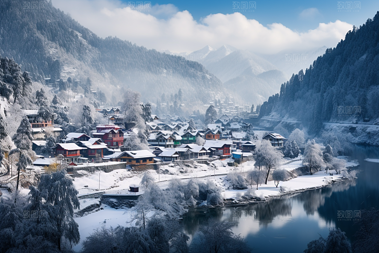 东北雪乡景区北方素材
