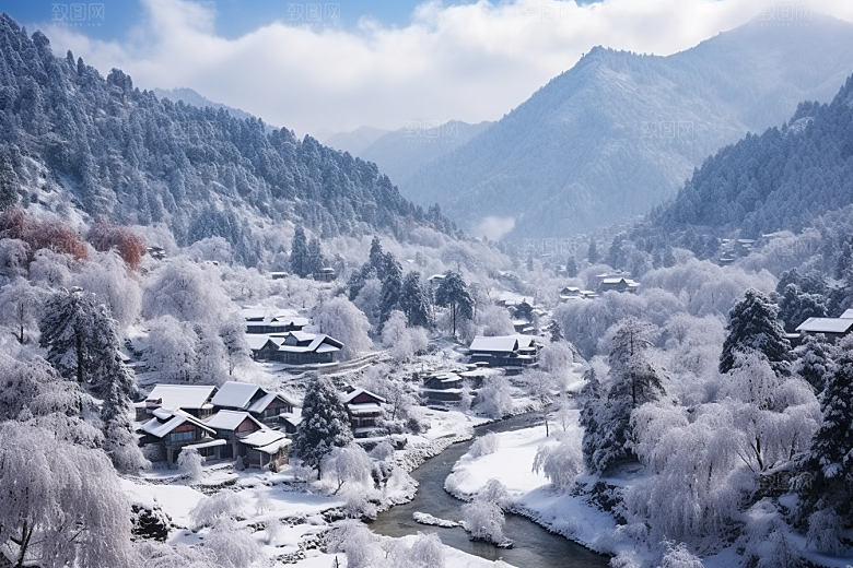 东北雪乡景区高清素材