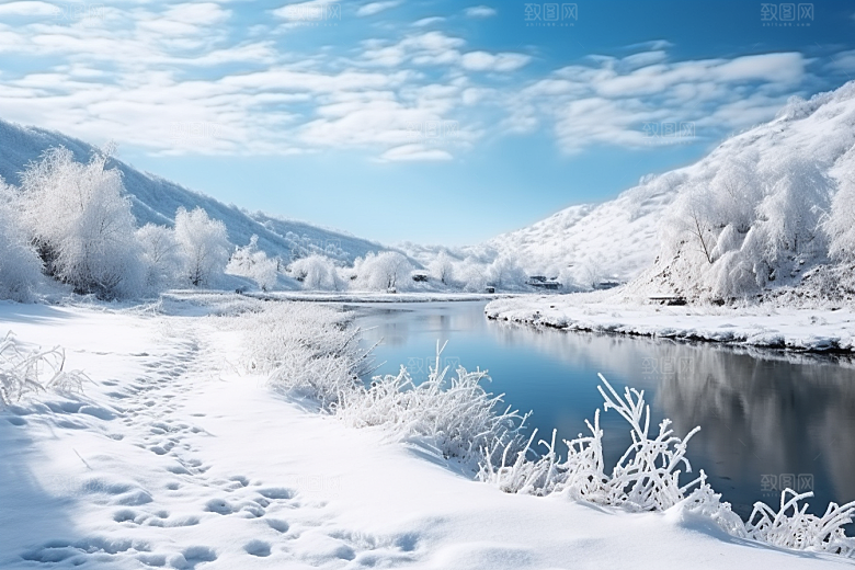 东北雪乡景区大雪素材