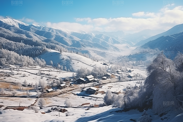 东北雪乡雪景哈尔滨素材