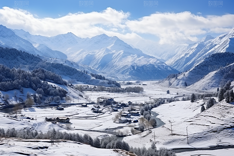东北雪乡风光雪景素材