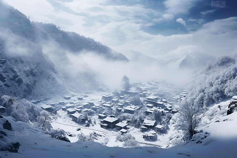 东北雪乡风光大雪素材