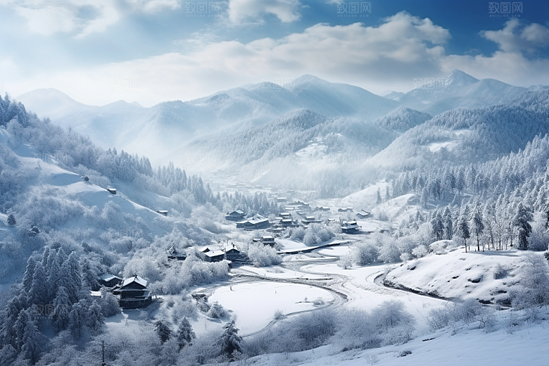 东北雪乡大雪风光素材