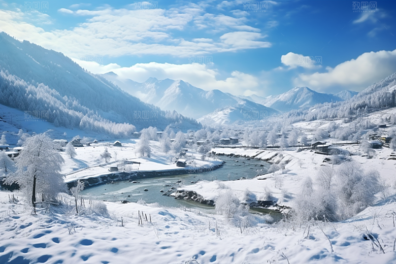 东北雪乡高清雪景素材