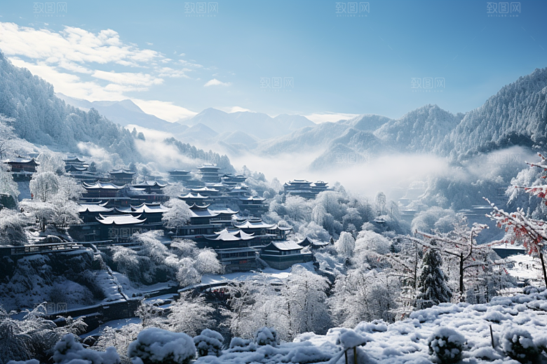 东北雪乡景区风光素材