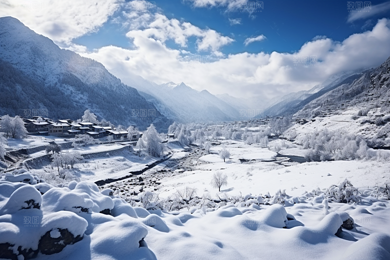 东北雪乡景区高清素材