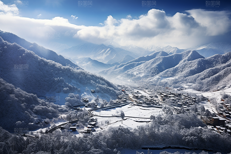 东北雪乡雪景大雪素材