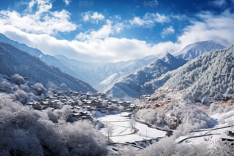 东北雪乡雪景大雪素材