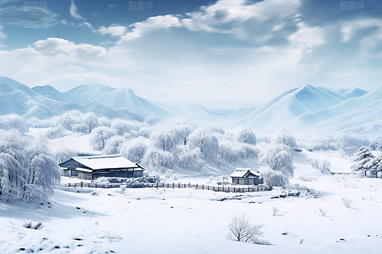 东北雪乡风光大雪素材