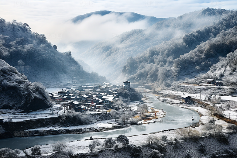 东北雪乡风光哈尔滨素材