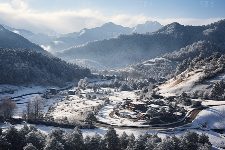 东北雪乡景区雪景素材