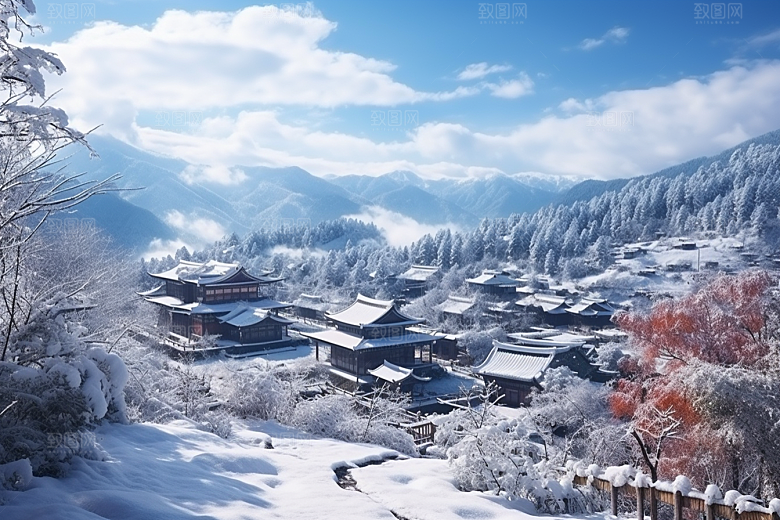 东北雪乡景区雪景素材