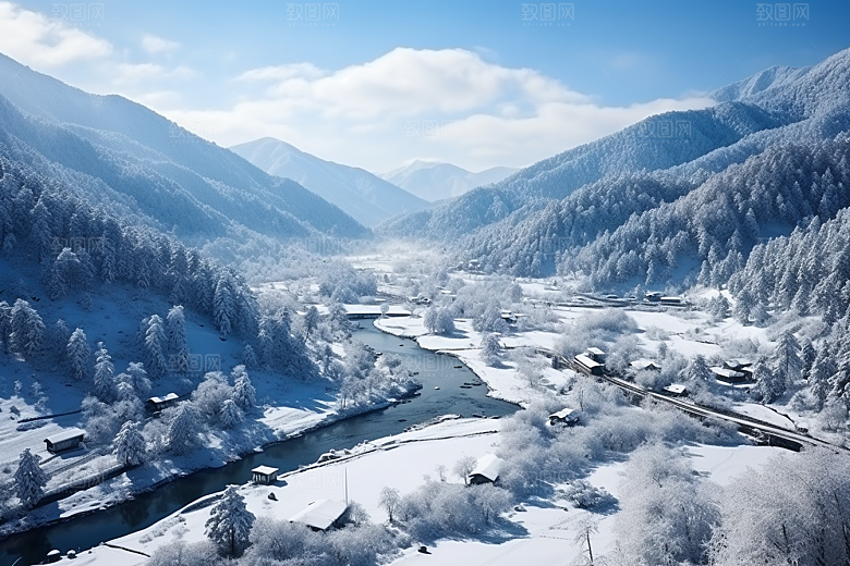 东北雪乡大雪雪景素材