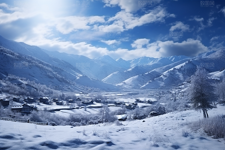 东北雪乡雪景旅游素材