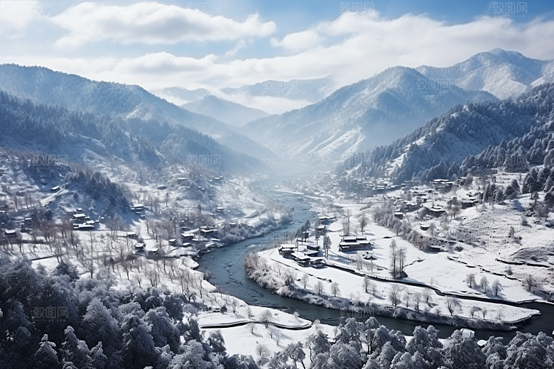 东北雪乡景区大雪素材