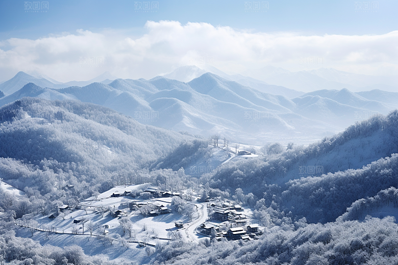 东北雪乡大雪景区素材