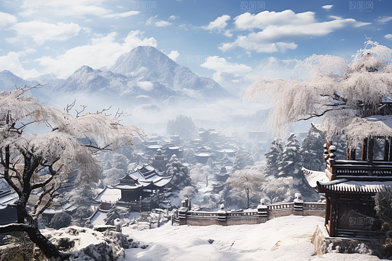 东北雪乡风光雪景素材
